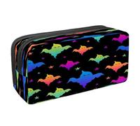 VAPOKF Estuche para lápices, bolsa de papelería para estudiantes con cremallera para niños y niñas, suministros escolares y de oficina, mano zombi fuera del infierno, Rainbow Happy Halloween Ghosts,