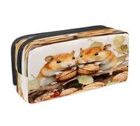 VAPOKF Estuche para lápices, bolsa de papelería para estudiantes con cremallera para niños y niñas, suministros escolares y de oficina, tuercas de retención de hámster de acuarela, multicolor