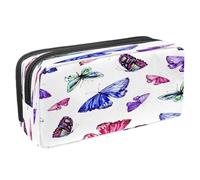 VAPOKF Estuche para lápices con cremallera para niños y niñas, suministros escolares y de oficina, acuarela, polillas y insectos, Acuarela brillante y hermosas mariposas, 2.3x8.2x3.9in/6x21x10cm,