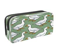 VAPOKF Estuche para lápices con cremallera para niños y niñas, suministros escolares y de oficina, acuarela de ganso en el pastizal, Gansos blancos, 2.3x8.2x3.9in/6x21x10cm, Estuche para lápices