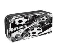 VAPOKF Estuche para lápices con cremallera para niños y niñas, suministros escolares y de oficina, ancla con siluetas de ballenas, Patrón de fútbol grunge oscuro, 2.3x8.2x3.9in/6x21x10cm, Estuche para