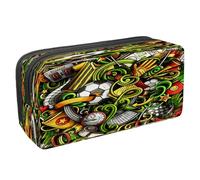 VAPOKF Estuche para lápices con cremallera para niños y niñas, suministros escolares y de oficina, ancla con siluetas de ballenas, Patrón de dibujos animados de fútbol, 2.3x8.2x3.9in/6x21x10cm,