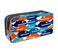 VAPOKF Estuche para lápices con cremallera para niños y niñas, suministros escolares y de oficina, ballena acuarela azul, Dibujos animados coloridos peces piraña, 2.3x8.2x3.9in/6x21x10cm, Estuche para