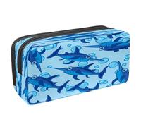 VAPOKF Estuche para lápices con cremallera para niños y niñas, suministros escolares y de oficina, ballena acuarela azul, Pez espada azul y burbujas, 2.3x8.2x3.9in/6x21x10cm, Estuche para lápices