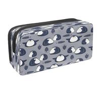 VAPOKF Estuche para lápices con cremallera para niños y niñas, suministros escolares y de oficina, bonita llama, Bonito pingüino y peces de dibujos animados, 2.3x8.2x3.9in/6x21x10cm, Estuche para