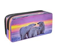 VAPOKF Estuche para lápices con cremallera, para niños y niñas, suministros escolares y de oficina, canguro australiano y sombra, Familia de osos polares al atardecer, 2.3x8.2x3.9in/6x21x10cm, Estuche