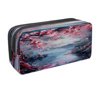 VAPOKF Estuche para lápices con cremallera para niños y niñas, suministros escolares y de oficina, cerezo junto al lago, multicolor, 2.3x8.2x3.9in/6x21x10cm, Estuche para lápices