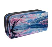 VAPOKF Estuche para lápices con cremallera para niños y niñas, suministros escolares y de oficina, cerezo reflejo en el lago, multicolor, 2.3x8.2x3.9in/6x21x10cm, Estuche para lápices
