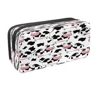 VAPOKF Estuche para lápices con cremallera para niños y niñas, suministros escolares y de oficina, coloridos perros Yorkshire Terrier, Bonita vaca de dibujos animados e impresión,