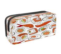 VAPOKF Estuche para lápices con cremallera para niños y niñas, suministros escolares y de oficina, conchas marinas verdes, tortuga, medusas, coral, Sushi japonés de carne de salmón,