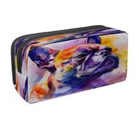 VAPOKF Estuche para lápices con cremallera para niños y niñas, suministros escolares y de oficina, diseño de perro francés en acuarela, multicolor, 2.3x8.2x3.9in/6x21x10cm, Estuche para lápices