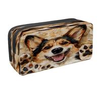 VAPOKF Estuche para lápices con cremallera para niños y niñas, suministros escolares y de oficina, diseño de perro Corgi y pata, multicolor, 2.3x8.2x3.9in/6x21x10cm, Estuche para lápices