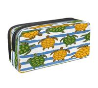 VAPOKF Estuche para lápices con cremallera para niños y niñas, suministros escolares y de oficina, diseño geométrico de ballena negra, Tortuga de color amarillo y verde, 2.3x8.2x3.9in/6x21x10cm,