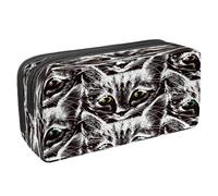 VAPOKF Estuche para lápices con cremallera, para niños y niñas, suministros escolares y de oficina, diseño de oso koala y girasol, Cara de cayo en negro, 2.3x8.2x3.9in/6x21x10cm, Estuche para lápices