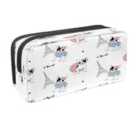 VAPOKF Estuche para lápices con cremallera, para niños y niñas, suministros escolares y de oficina, diseño de oso koala y girasol, Bulldog francés Torre Eiffel de París, 2.3x8.2x3.9in/6x21x10cm,