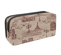 VAPOKF Estuche para lápices con cremallera para niños y niñas, suministros escolares y de oficina, diseño retro de la torre de París y el río Sena, El río Sena Notre Dame, 2.3x8.2x3.9in/6x21x10cm,