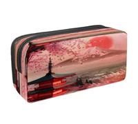 VAPOKF Estuche para lápices con cremallera para niños y niñas, suministros escolares y de oficina, diseño japonés Fuji Mount Cherry Blossom Landscape, multicolor, 2.3x8.2x3.9in/6x21x10cm, Estuche para