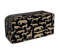 VAPOKF Estuche para lápices con cremallera para niños y niñas, suministros escolares y de oficina, divertidos gatos locos, Animales africanos ornamentales, 2.3x8.2x3.9in/6x21x10cm, Estuche para