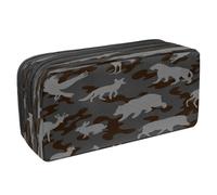 VAPOKF Estuche para lápices con cremallera para niños y niñas, suministros escolares y de oficina, divertidos gatos locos, Siluetas de animales salvajes en camuflaje, 2.3x8.2x3.9in/6x21x10cm, Estuche