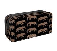 VAPOKF Estuche para lápices con cremallera para niños y niñas, suministros escolares y de oficina, divertidos gatos locos, Elefante marrón ornamental, 2.3x8.2x3.9in/6x21x10cm, Estuche para lápices