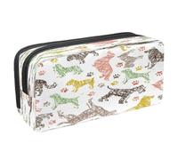 VAPOKF Estuche para lápices con cremallera para niños y niñas, suministros escolares y de oficina, divertidos gatos locos, Huellas de perros y mascotas, 2.3x8.2x3.9in/6x21x10cm, Estuche para lápices