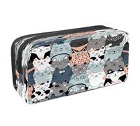 VAPOKF Estuche para lápices con cremallera para niños y niñas, suministros escolares y de oficina, divertidos gatos locos, Gatos divertidos con gafas y auriculares, 2.3x8.2x3.9in/6x21x10cm, Estuche