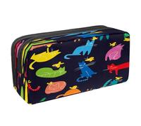 VAPOKF Estuche para lápices con cremallera para niños y niñas, suministros escolares y de oficina, divertidos gatos locos, Gatos divertidos jugando con mariposas, 2.3x8.2x3.9in/6x21x10cm, Estuche para