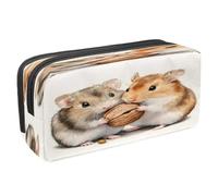 VAPOKF Estuche para lápices con cremallera para niños y niñas, suministros escolares y de oficina, dos hámsteres luchan contra una nuez, multicolor, 2.3x8.2x3.9in/6x21x10cm, Estuche para lápices