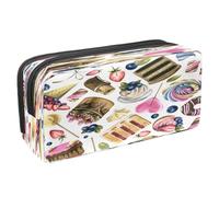 VAPOKF Estuche para lápices con cremallera para niños y niñas, suministros escolares y de oficina, falafel vegetariano, tomate limón, Sweet Cakes Donut Lollipop Bayas, 2.3x8.2x3.9in/6x21x10cm, Estuche