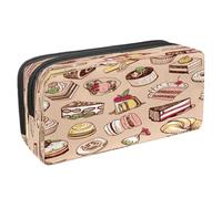 VAPOKF Estuche para lápices con cremallera para niños y niñas, suministros escolares y de oficina, falafel vegetariano, tomate limón, Postres de macaron Sweet Cakes, 2.3x8.2x3.9in/6x21x10cm, Estuche