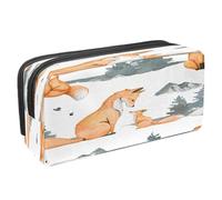 VAPOKF Estuche para lápices con cremallera para niños y niñas, suministros escolares y de oficina, feliz año nuevo chino del cerdo, Acuarela Fox and Cub, 2.3x8.2x3.9in/6x21x10cm, Estuche para lápices