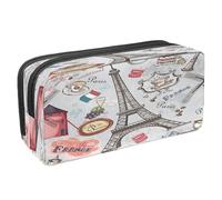 VAPOKF Estuche para lápices con cremallera para niños y niñas, suministros escolares y de oficina, Francia París, café y magdalenas, France Paris - Muffin de café, 2.3x8.2x3.9in/6x21x10cm, Estuche