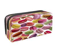 VAPOKF Estuche para lápices con cremallera para niños y niñas, suministros escolares y de oficina, Francia París, café y magdalenas, Galletas de macaron francés, 2.3x8.2x3.9in/6x21x10cm, Estuche para