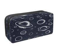 VAPOKF Estuche para lápices con cremallera para niños y niñas, suministros escolares y de oficina, grulla coronada negra y lirios de agua, Planetas espaciales dibujados a mano, 2.3x8.2x3.9in/6x21x10cm