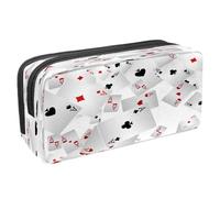 VAPOKF Estuche para lápices con cremallera para niños y niñas, suministros escolares y de oficina, joystick de juego sobre fondo rojo grunge, Falling Playing Cards Ace, 2.3x8.2x3.9in/6x21x10cm