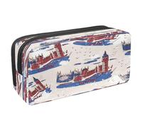 VAPOKF Estuche para lápices con cremallera para niños y niñas, suministros escolares y de oficina, Kisses Paris Torre Eiffel, London Street Big Ben Doodles, 2.3x8.2x3.9in/6x21x10cm, Estuche para