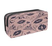 VAPOKF Estuche para lápices con cremallera para niños y niñas, suministros escolares y de oficina, Kisses Paris Torre Eiffel, Kisses Heart and Eiffel Tower, 2.3x8.2x3.9in/6x21x10cm, Estuche para