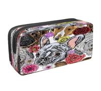 VAPOKF Estuche para lápices con cremallera para niños y niñas, suministros escolares y de oficina, lindo cachorro, Labradoodle Collie Pug Bulldog Francés, 2.3x8.2x3.9in/6x21x10cm, Estuche para lápices