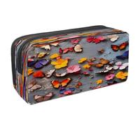 VAPOKF Estuche para lápices con cremallera para niños y niñas, suministros escolares y de oficina, mariposa con pétalos de flores, multicolor, 2.3x8.2x3.9in/6x21x10cm, Estuche para lápices