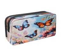 VAPOKF Estuche para lápices con cremallera, para niños y niñas, suministros escolares y de oficina, mariposa, amapola, lavanda, flor silvestre, multicolor, 2.3x8.2x3.9in/6x21x10cm, Estuche para