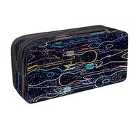 VAPOKF Estuche para lápices con cremallera para niños y niñas, suministros escolares y de oficina, notas musicales coloridas y claves, Bajo colorido y guitarras eléctricas, 2.3x8.2x3.9in/6x21x10cm