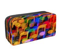 VAPOKF Estuche para lápices con cremallera para niños y niñas, suministros escolares y de oficina, notas musicales coloridas y claves, Fondo Bokeh de notas musicales coloridas, 2.3x8.2x3.9in/6x21x10cm