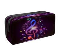 VAPOKF Estuche para lápices con cremallera para niños y niñas, suministros escolares y de oficina, notas musicales coloridas y claves, Notas musicales coloridas y brillantes, 2.3x8.2x3.9in/6x21x10cm