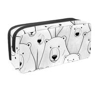 VAPOKF Estuche para lápices con cremallera para niños y niñas, suministros escolares y de oficina, osos polares dibujados a mano
