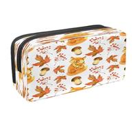 VAPOKF Estuche para lápices con cremallera para niños y niñas, suministros escolares y de oficina, panda de dibujos animados en mejilla rosa, Fox Mom and Baby Fall Leave, 2.3x8.2x3.9in/6x21x10cm,