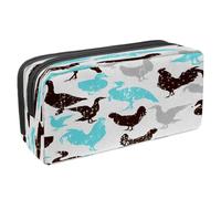 VAPOKF Estuche para lápices con cremallera para niños y niñas, suministros escolares y de oficina, pequeños patitos esponjosos, Silueta de pavo de gallina y pato, 2.3x8.2x3.9in/6x21x10cm, Estuche para