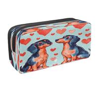 VAPOKF Estuche para lápices con cremallera para niños y niñas, suministros escolares y de oficina, perro salchicha enamorado, multicolor, 2.3x8.2x3.9in/6x21x10cm, Estuche para lápices