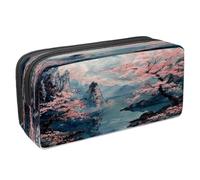 VAPOKF Estuche para lápices con cremallera para niños y niñas, suministros escolares y de oficina, pintura al óleo, montañas de cereza, lago, multicolor, 2.3x8.2x3.9in/6x21x10cm, Estuche para lápices