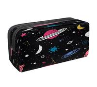 VAPOKF Estuche para lápices con cremallera para niños y niñas, suministros escolares y de oficina, planeta espacial, luna, estrellas, cielo nocturno, Space Planet Moon Stars Night Sky, 2.3x8.2x3.9in