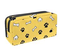 VAPOKF Estuche para lápices con cremallera para niños y niñas, suministros escolares y de oficina, silueta de pata de perro, casa de huesos